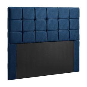 Cabeceira Julia Estofada King Size 195cm em Veludo Azul Shop das Cabeceiras