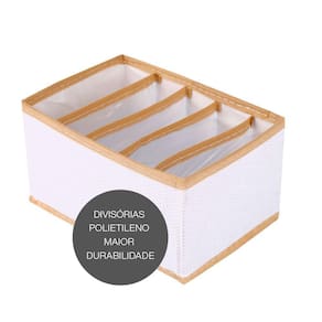 Organizador Para Roupas e Acessórios 5 Divisórias Vizapi Classic 20x13x10cm Branco Bege