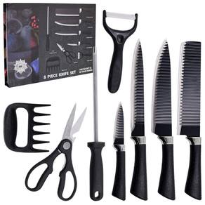 Conjunto De Facas 8 Pcs Profissional Churrasco Cozinha Inox