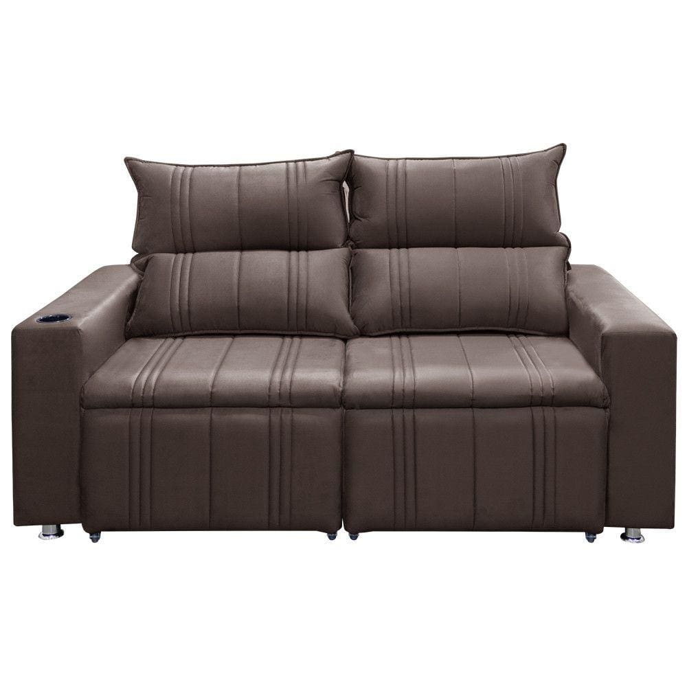 Sofá 2 lugares Retrátil e Reclinável Madri 1,80M Suede Shop das Cabeceiras