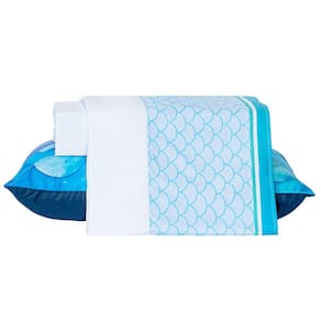 Jogo de Cama Infantil Lençol Mermaid Branco Solteiro 03 Peças - Percal 200 Fios