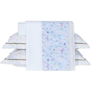 Jogo de Cama Lençol Borboletas Caqui/Branco QUEEN 04 Peças - Percal 200 Fios