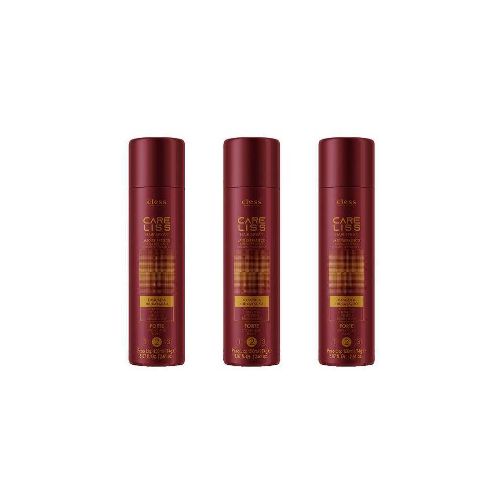 Hair Spray Fixador Care Liss Fixa Forte 150Ml-Kit C/3Un