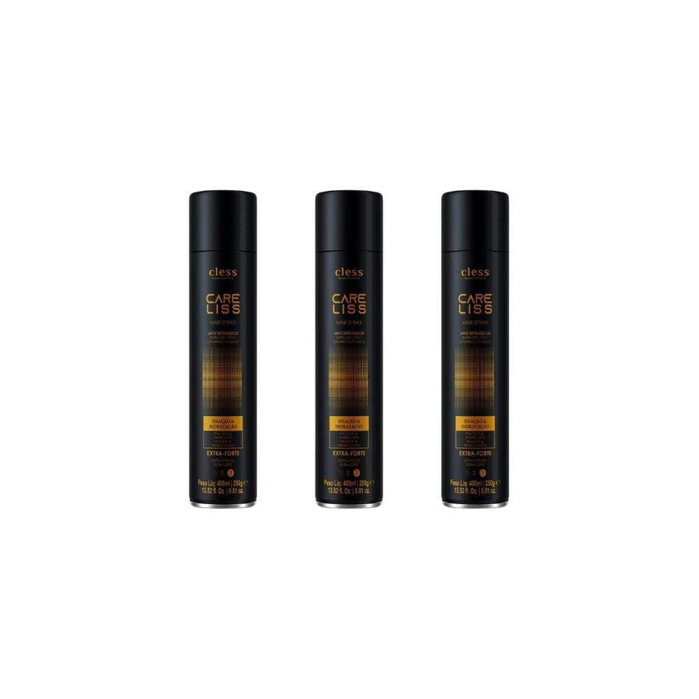 Hair Spray Fixador Care Liss Extra Forte 400Ml-Kit C/3Un
