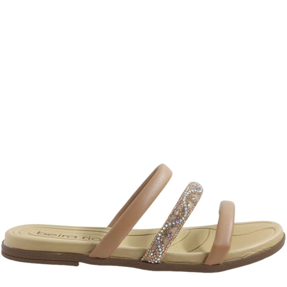 Tamanco Rasteira Feminino Casual com Strass Beira Rio 8507.104