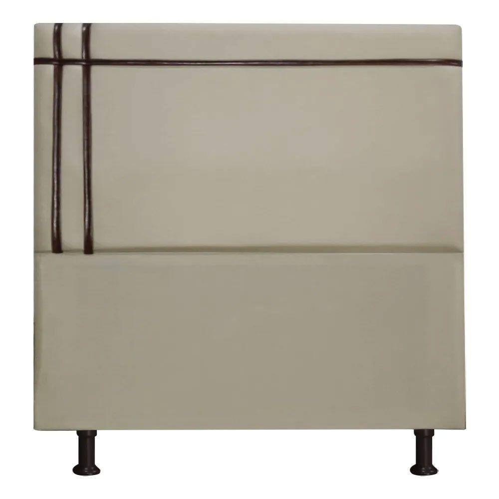 Cabeceira Estofada Royal em Madeira de Eucalipto 195cm Suede com Fita Marrom Claro Shop das Cabeceiras