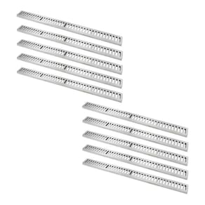 Kit 10 Ralo Grelha Linear Caixilho Alumínio Polido 20x100cm