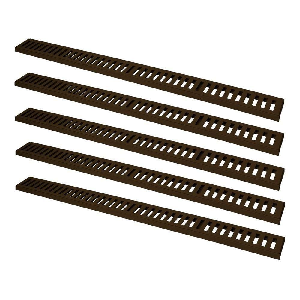 Kit 5 Ralo Grelha Linear Caixilho Alumínio Marrom 10x100cm