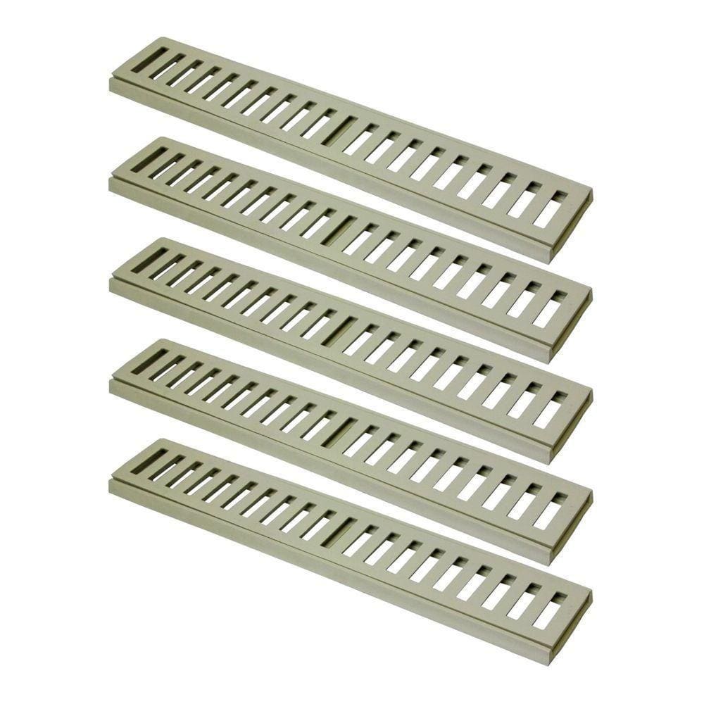 Kit 5 Ralo Grelha Linear Caixilho Em Alumínio Bege 15x50cm