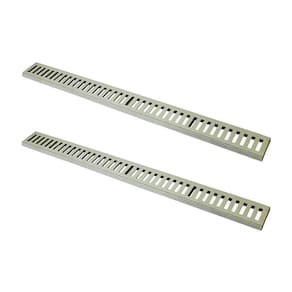 Kit 2 Ralo Grelha Linear Caixilho Em Alumínio Bege 10x100cm