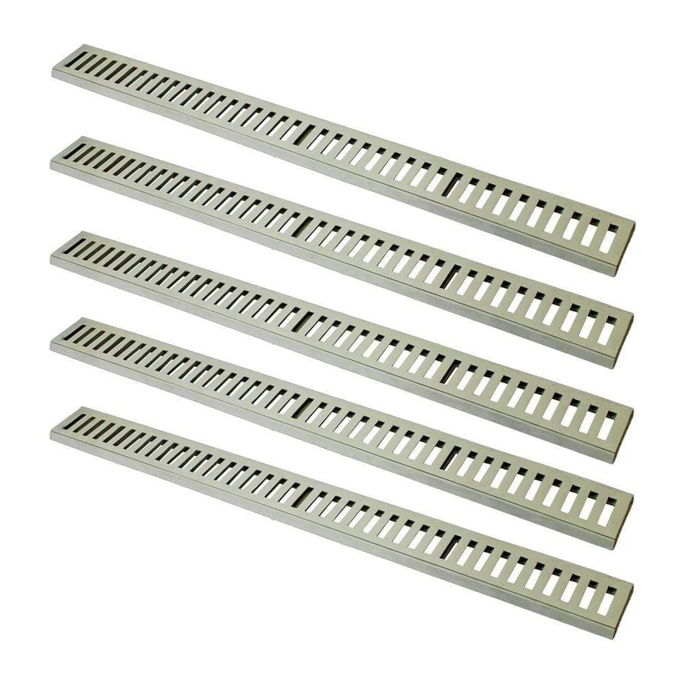 Kit 5 Ralo Grelha Linear Caixilho Em Alumínio Bege 10x100cm