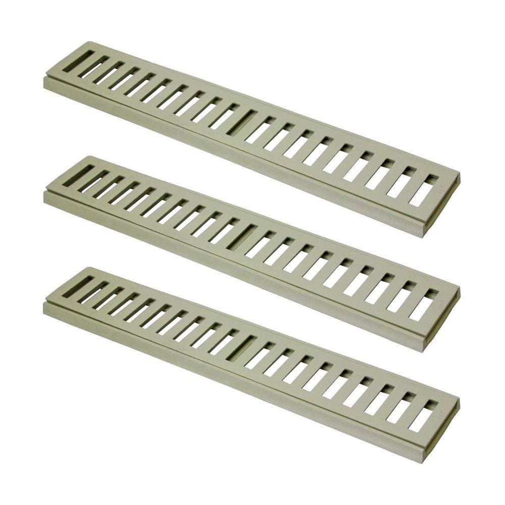 Kit 3 Ralo Grelha Linear Caixilho Em Alumínio Bege 15x50cm