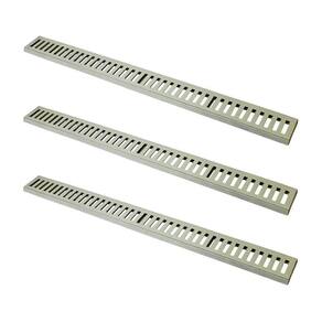 Kit 3 Ralo Grelha Linear Caixilho Em Alumínio Bege 10x100cm