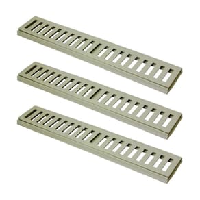 Kit 3 Ralo Grelha Linear Caixilho Em Alumínio Bege 20x50cm