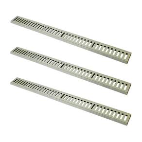 Kit 3 Ralo Grelha Linear Caixilho Em Alumínio Bege 20x100cm
