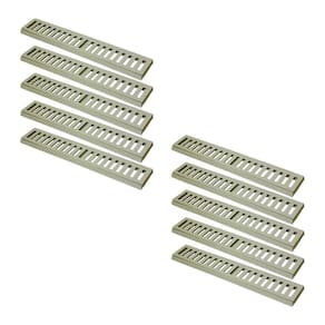 Kit 10 Ralo Grelha Linear Caixilho Em Alumínio Bege 15x50cm