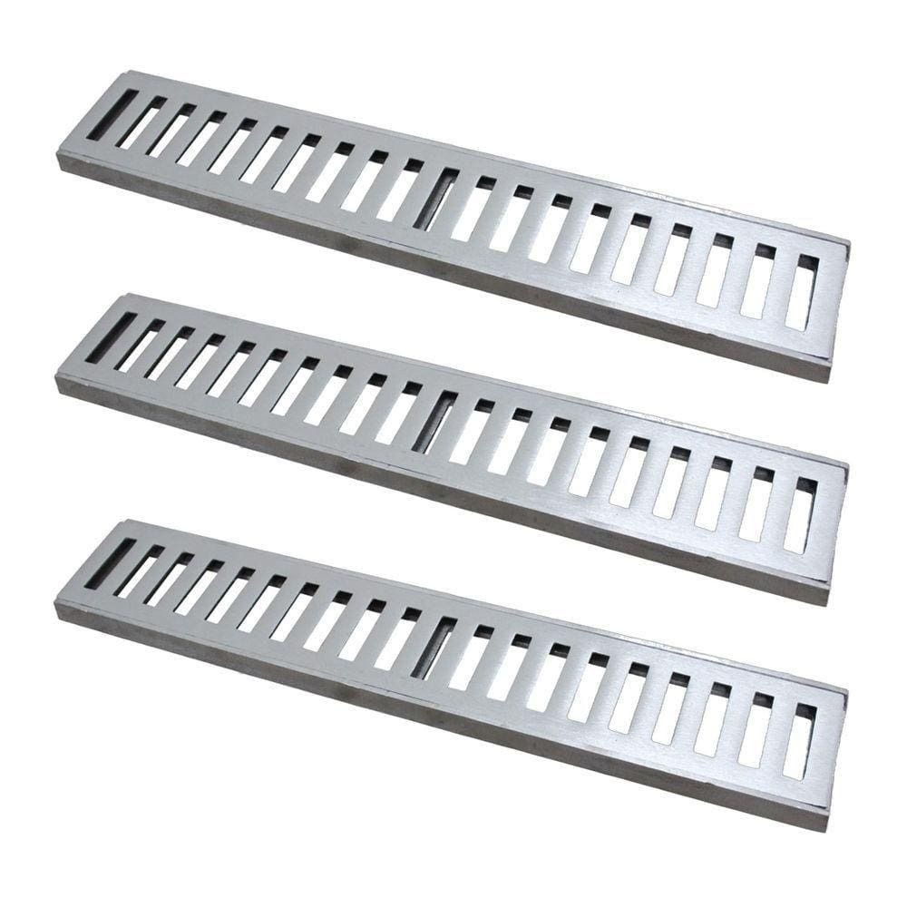 Kit 3 Ralo Grelha Linear Caixilho Em Alumínio Polido 15x50cm