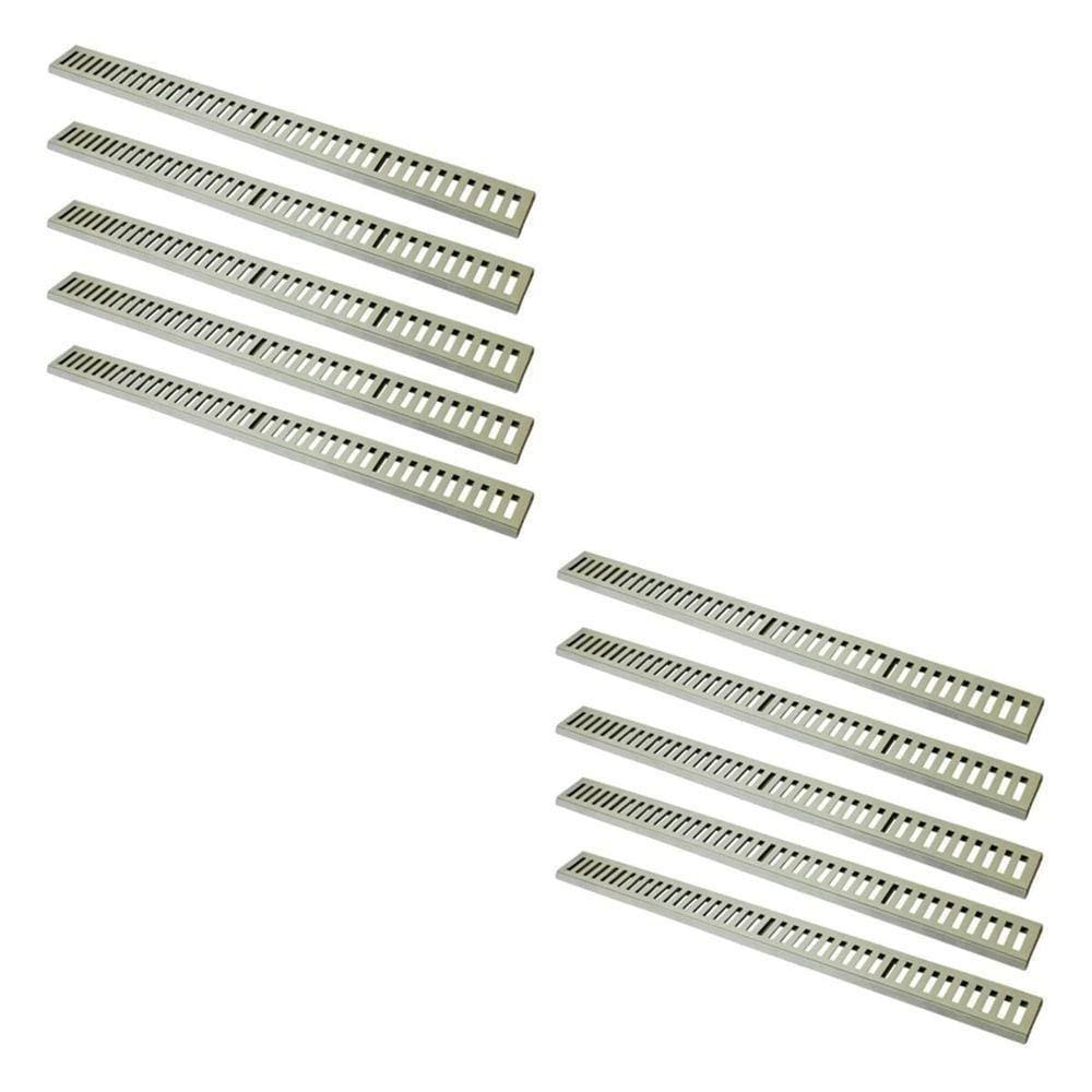 Kit 10 Ralo Grelha Linear Caixilho Em Alumínio Bege 20x100cm
