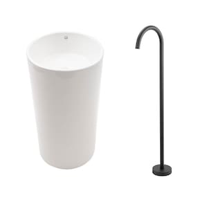 Kit Cuba de Piso para Banheiro Espinélio e Misturador de Piso Timonha - Branco e Preto