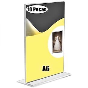 Kit Com 10 Display Expositor Acrílico T A6 10X15Cm Vertical