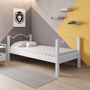 Cama de Solteiro em Mdf 100x202cm Oasis 88 Branco/Branco