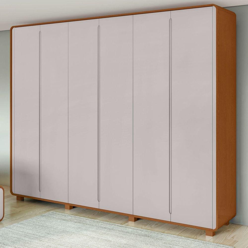 Guarda-roupa Casal Loop 6 Portas com Pés Frassino/Off White