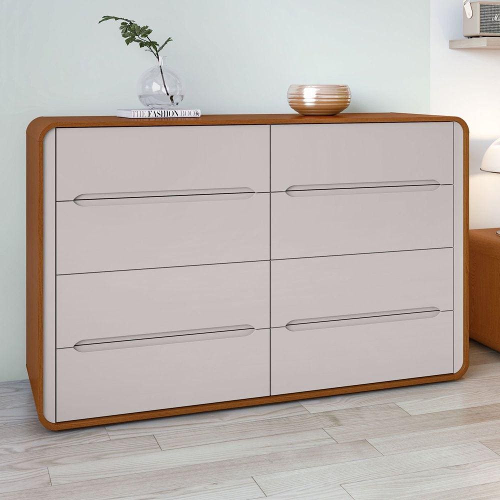 Cômoda 8 Gavetas 152x48x96cm Loop Frassino/Off White