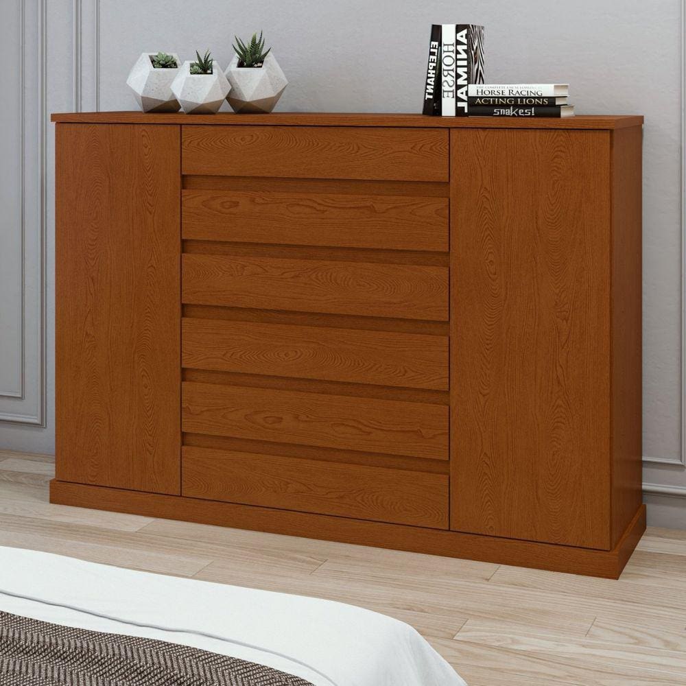 Cômoda 2 Portas 7 Gavetas 3 Prateleiras Vedra Frassino