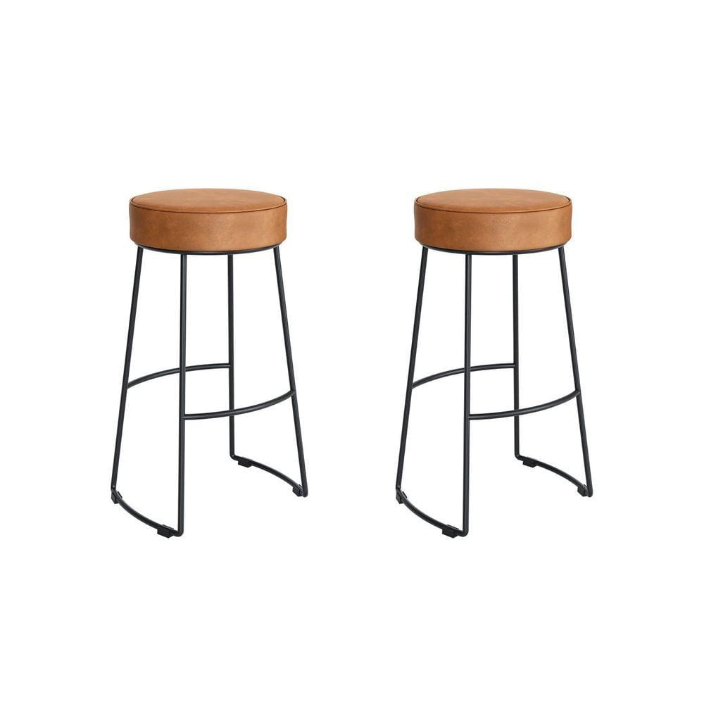 Conjunto 2 Banquetas Nice em Aço Industrial Yescasa Preto/ Caramelo