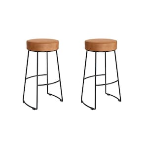 Conjunto 2 Banquetas Nice em Aço Industrial Yescasa Preto/ Caramelo