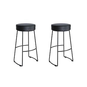 Conjunto 2 Banquetas Nice em Aço Industrial Yescasa Preto/Preto