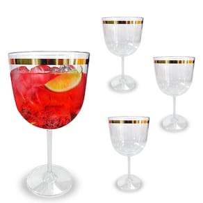 4 Unid Taça Borda Dourada Vinho Água Licor Gin 600Ml