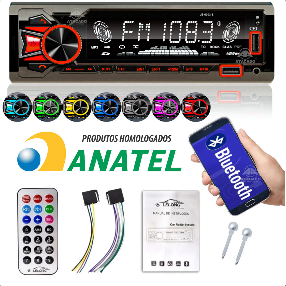 Radio Automotivo Bluetooth Aparelho De Som Mp3 Potente