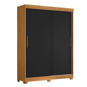 Guarda Roupa Spin com 2 Portas e 2 Gavetas Sem Espelho em Preto com Carvalho Shop das Cabeceiras