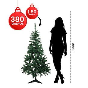 Árvore De Natal Verde Luxo 1,50 Altura Base PVC 380 Galhos