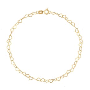 Pulseira Feminina De Ouro 18k Coração 3mm Maciço
