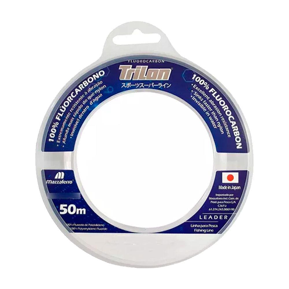 Linha Mazzaferro Trilon Leader 100% Fluorcarbono Nylon 0,70mm 87,6Lb 39,8Kg 50m
