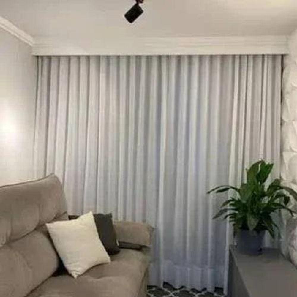Cortina Trilho Suiço Blackout Com Linho 5,40 X 3.00