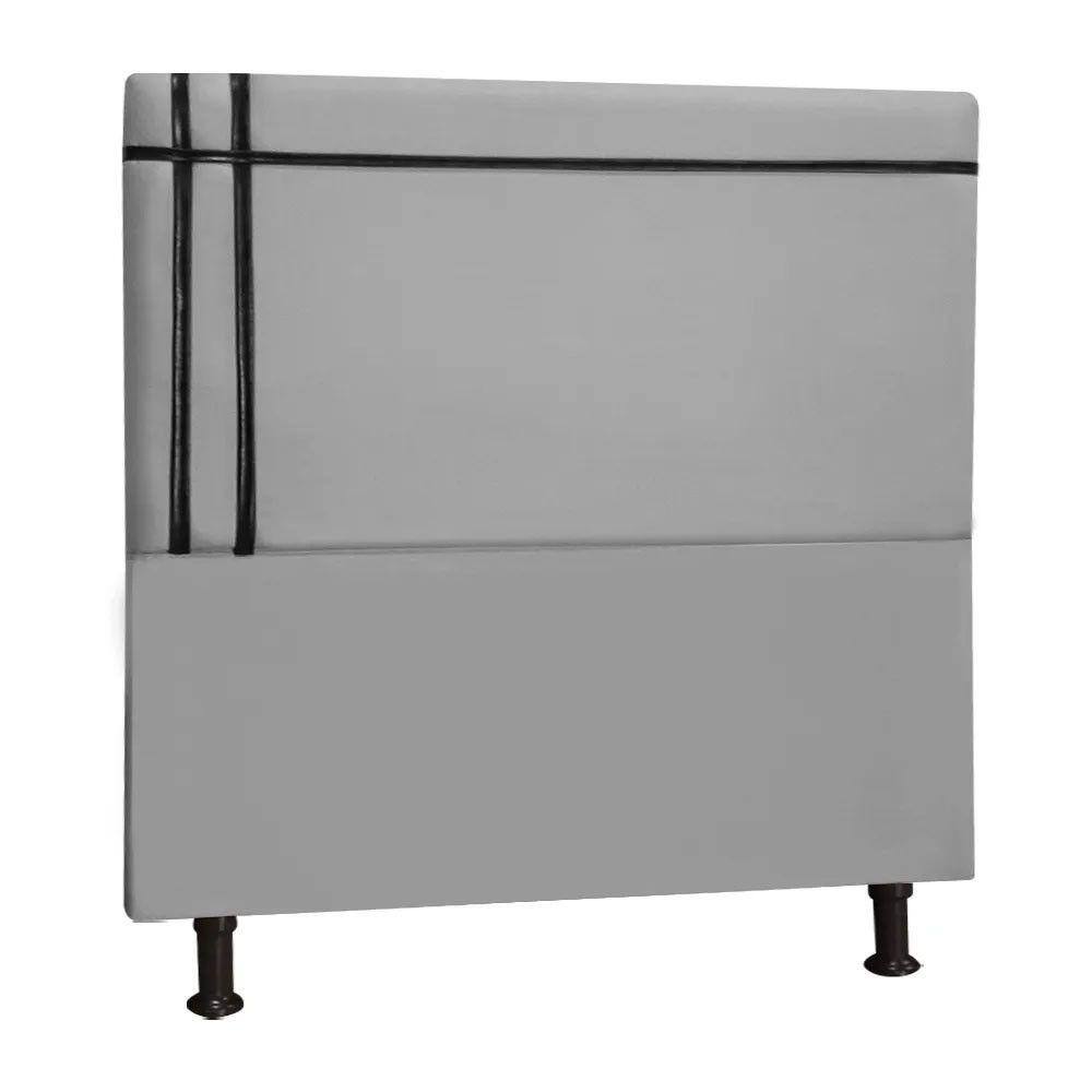 Cabeceira Estofada Royal 140cm Linho com Fita Preta Shop das Cabeceiras