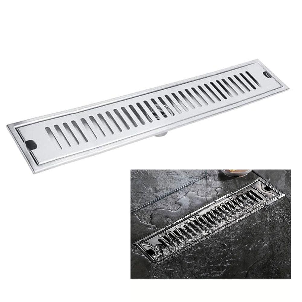 Ralo Linear 40cm Inox Banheiro Area Externa Anti Odor Anti Inseto Lavabo Piscina Quintal Higienico Resistente