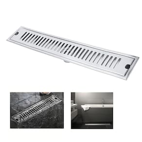Ralo Linear Inox 40cm Banheiro Lavabo Area Externa Anti Odor Anti Inseto Piscina Quintal Seguro