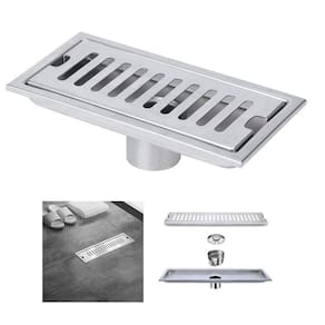Ralo Linear 30cm Aço Inox Banheiro Area Externa Lavabo Anti Odor Anti Inseto Quintal Piscina Resistente