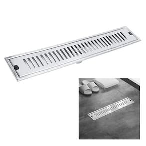 Ralo Linear 40cm Inox Banheiro Area Externa Anti Odor Anti Inseto Lavabo Quintal Piscina Higienico Resistente Seguro