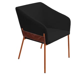 Poltrona Decorativa Jobim Pés De Ferro Bronze Bouclé Preto - Montanaris Decor