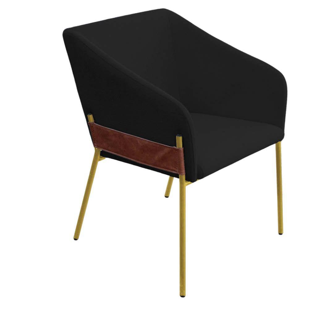 Poltrona Decorativa Jobim Pés De Ferro Gold Bouclé Preto- Montanaris Decor