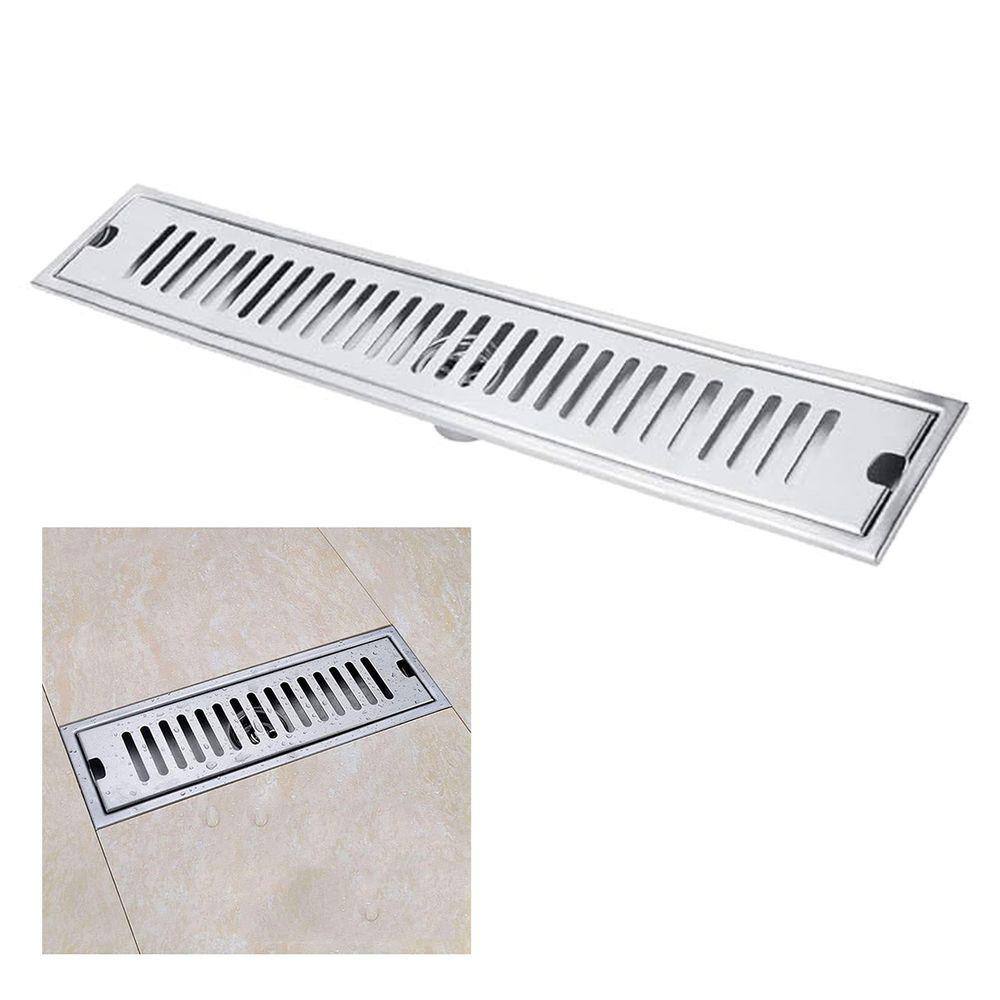 Ralo Linear Inox 40cm Banheiro Area Externa Anti Odor Anti Inseto Lavabo Piscina Quintal Seguro