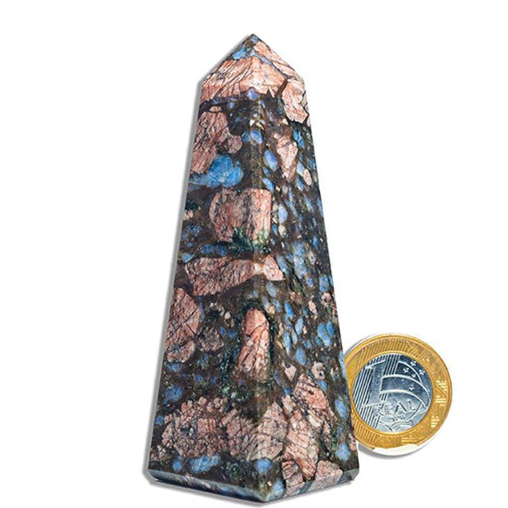 Obelisco Riolita Rosa Natural Lapidação Manual 9 a 10cm