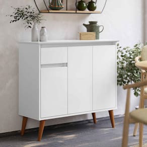 Aparador Buffet Sala Veneza 3 Portas 1 Gaveta Branco - Rede Móveis