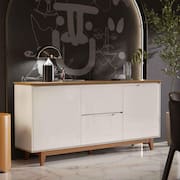 Aparador Buffet Sala Flow 2 Portas 2 Gavetas com Pés de Madeira OffWhite - Rede Móveis