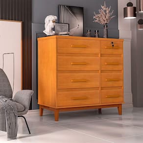 Cômoda Para Quarto 8 Gavetas Detroit Nature - Cor: Marrom